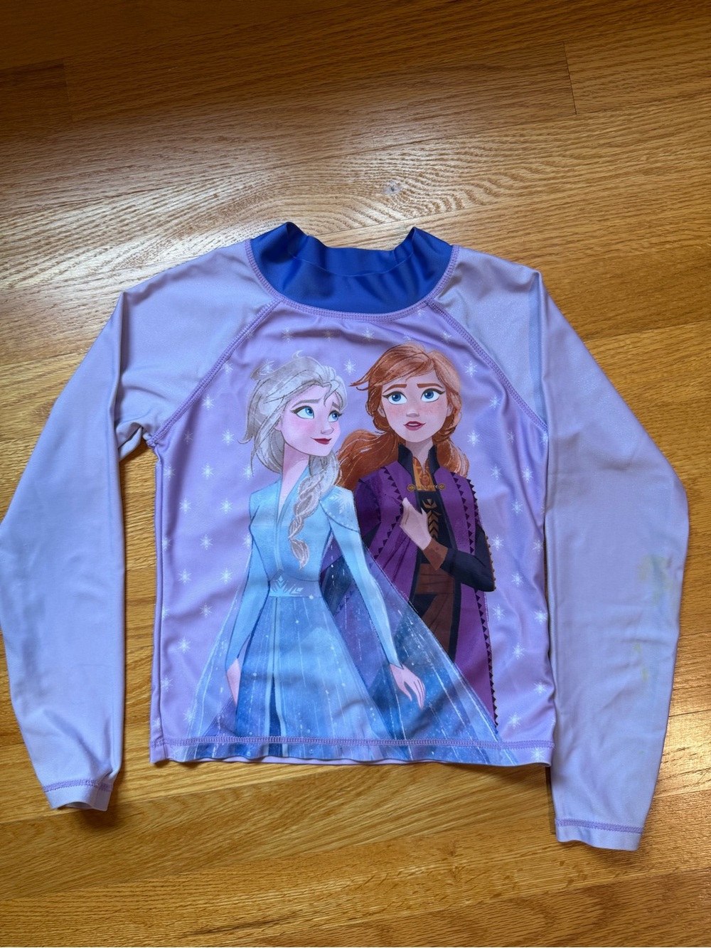 Disney Girls Frozen Elsa & Anna Long Sleeve Rash Guard - Lavender & Blue
